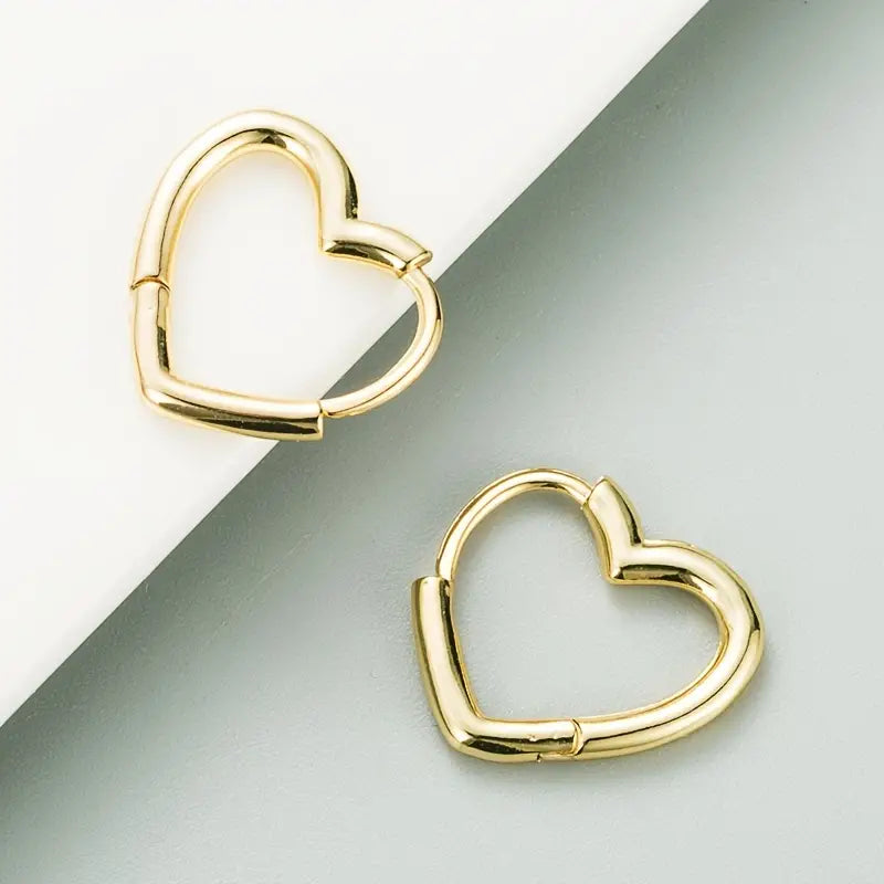 Gold Heart Hoops