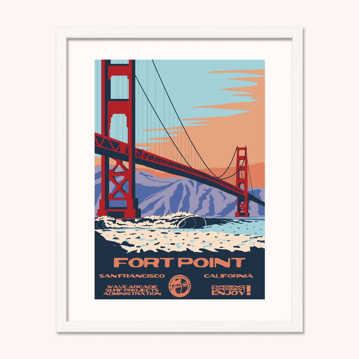Fort Point WPA Surf Poster | Vintage San Francisco Travel Poster Art Print: Unframed / 11x14