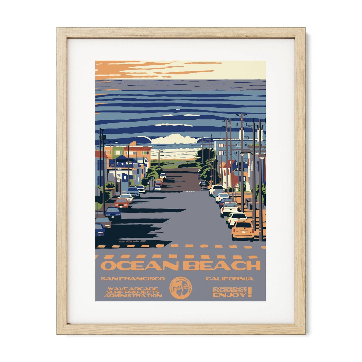 Ocean Beach WPA Surf Poster | Vintage San Francisco Travel Poster Art Print: Unframed / 11x14