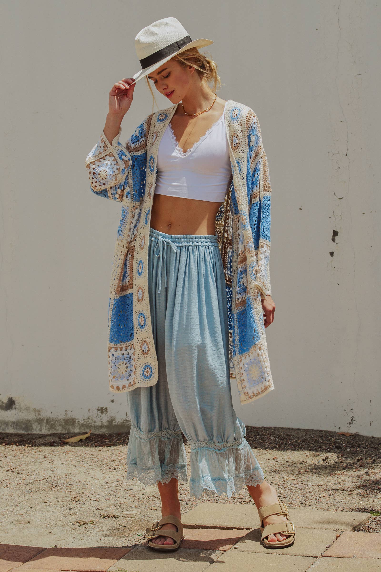 Cambria Crochet Patchwork Duster Cardigan