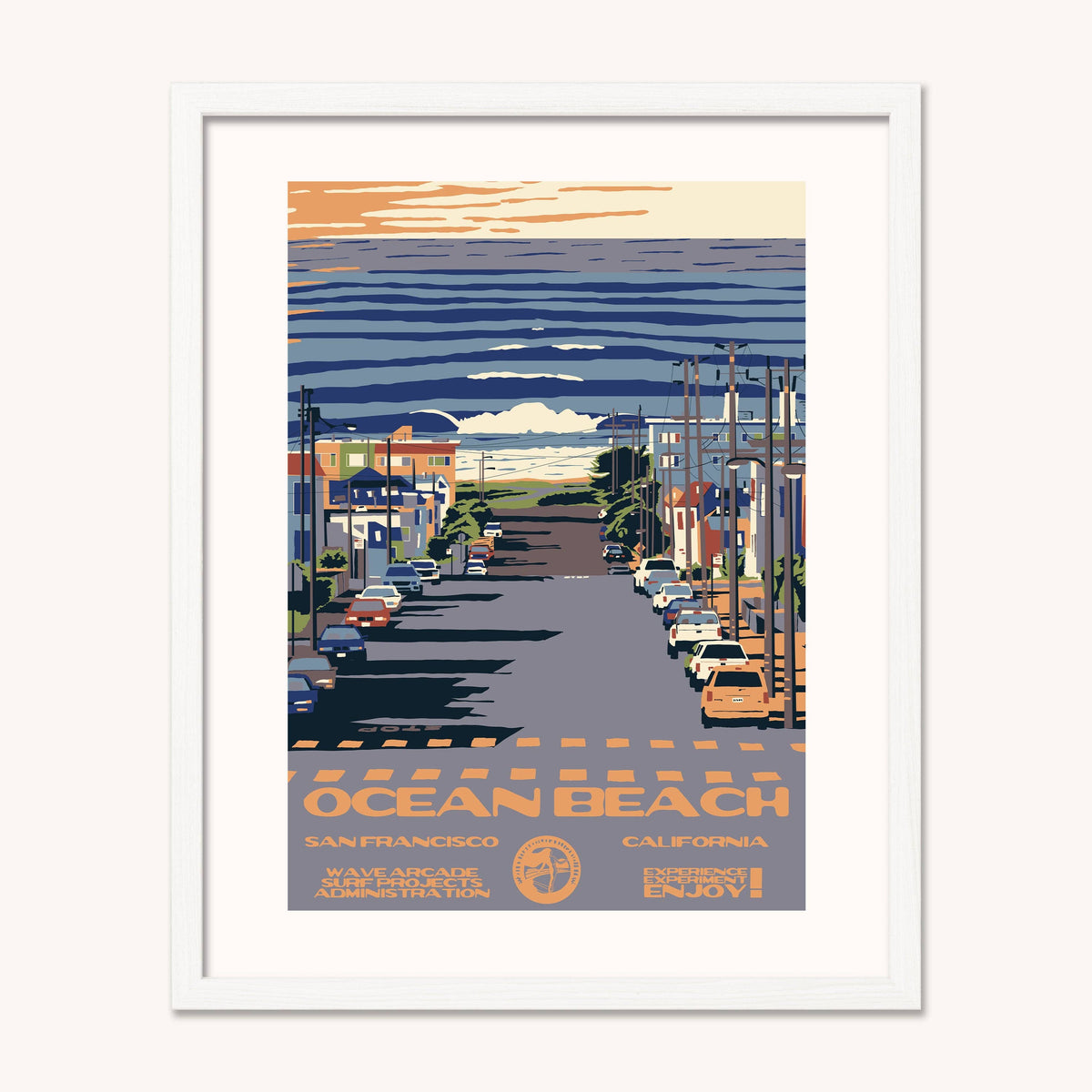 Ocean Beach WPA Surf Poster | Vintage San Francisco Travel Poster Art Print: Unframed / 11x14