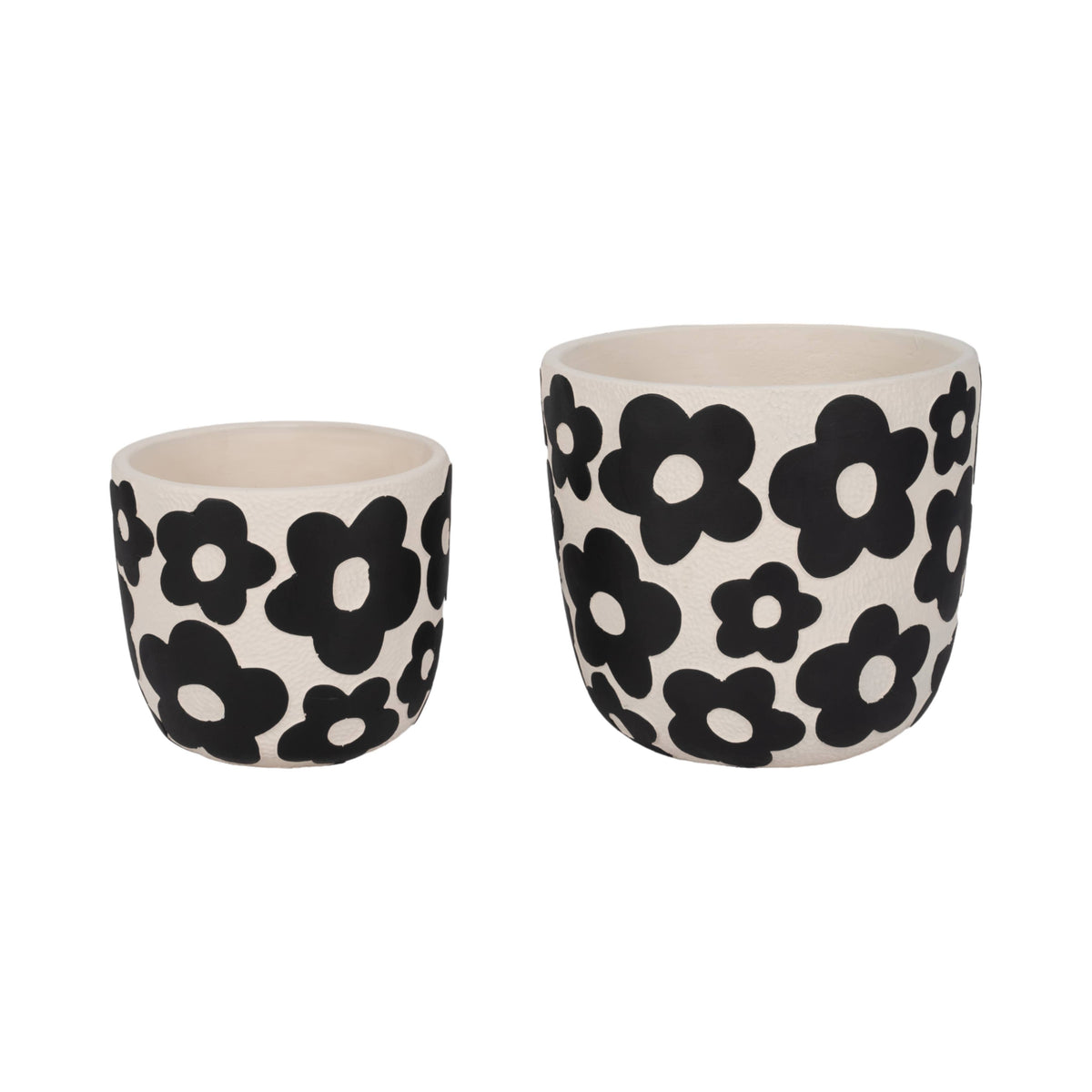 Ceramic Flower Power Planter – Black (9″)