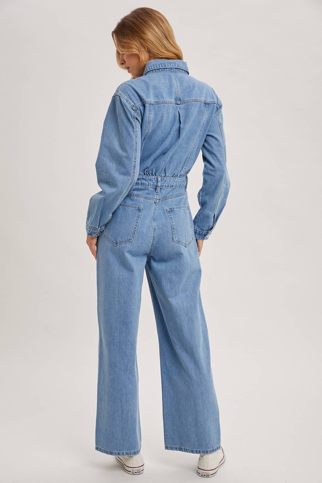 La Brea Denim Straight Leg Jumpsuit / L