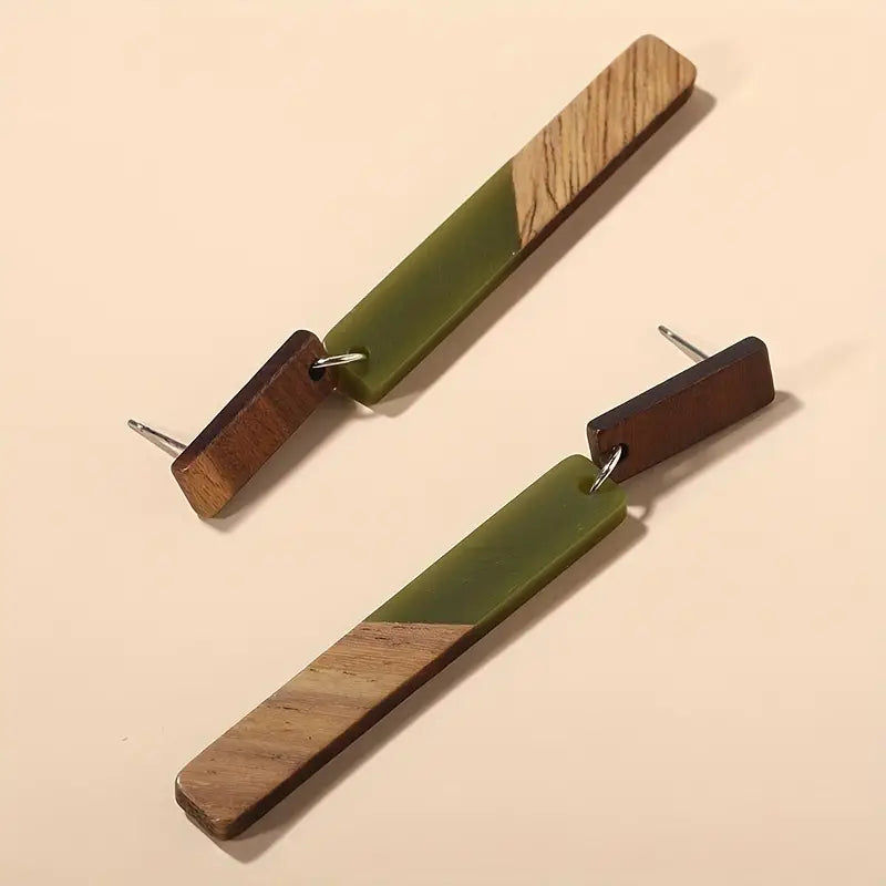 Resin And Wood Earrings