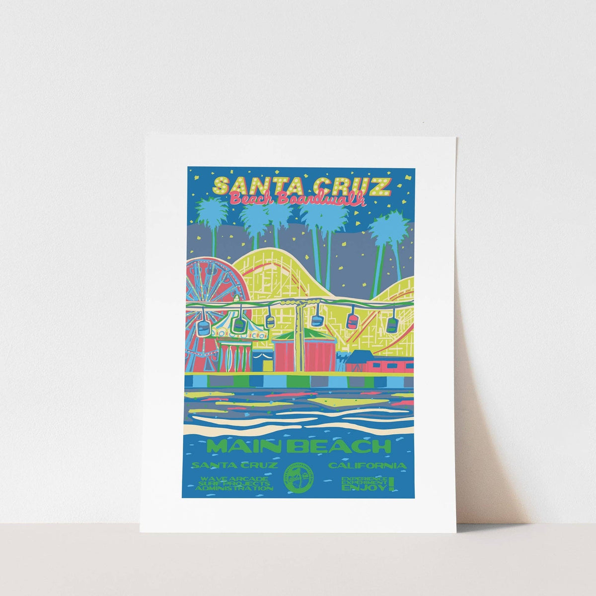 Santa Cruz Beach Boardwalk & Main Beach Art Print