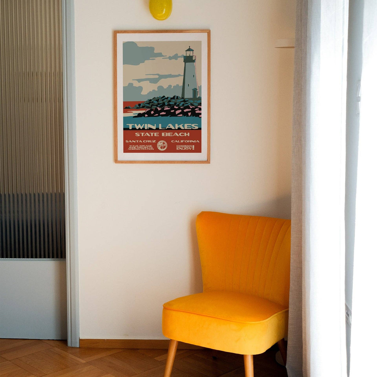 Twin Lakes State Beach Surf Poster living room