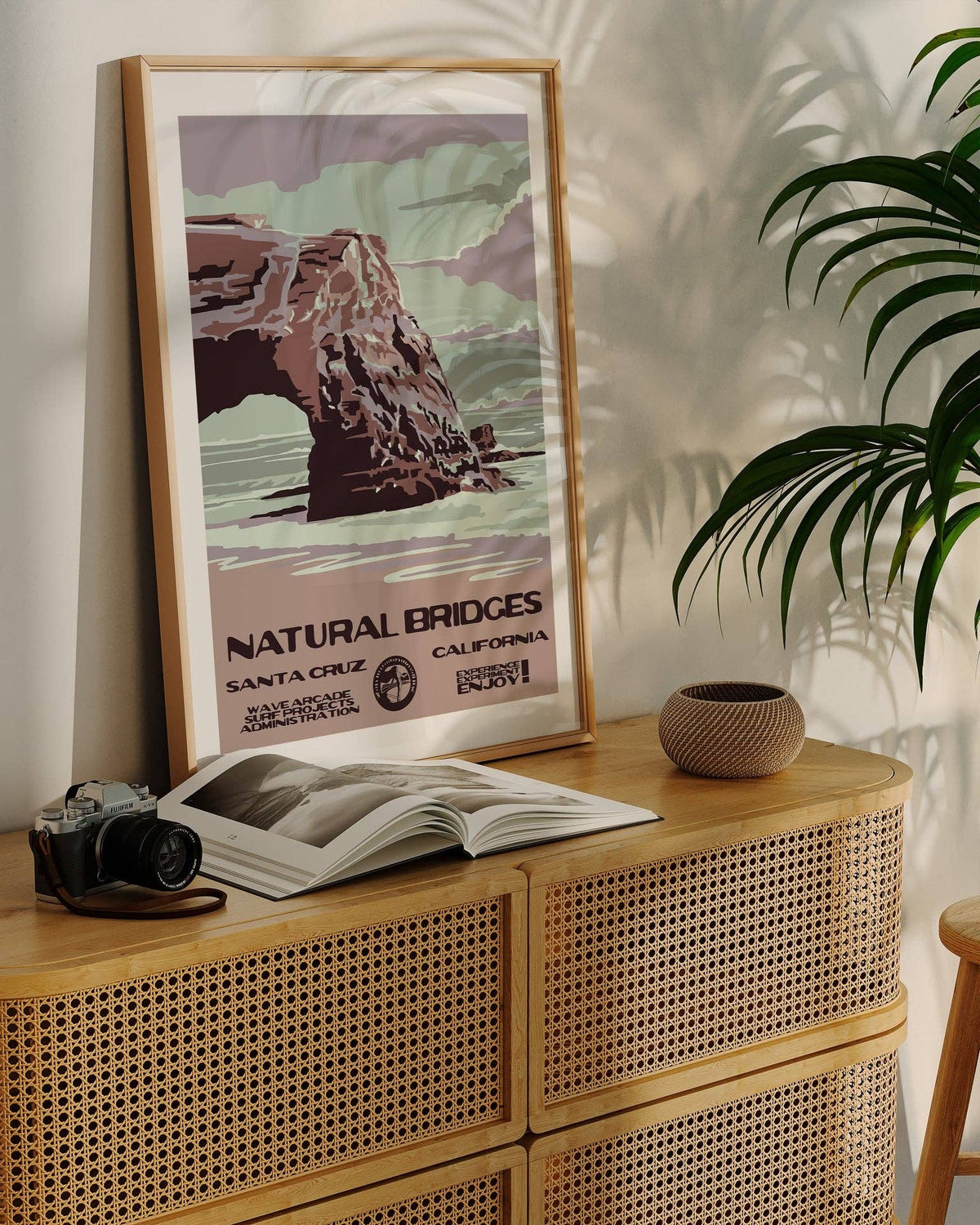 Natural Bridges WPA Surf Poster | Vintage Santa Cruz Travel Poster Art Print: Unframed / 8x10