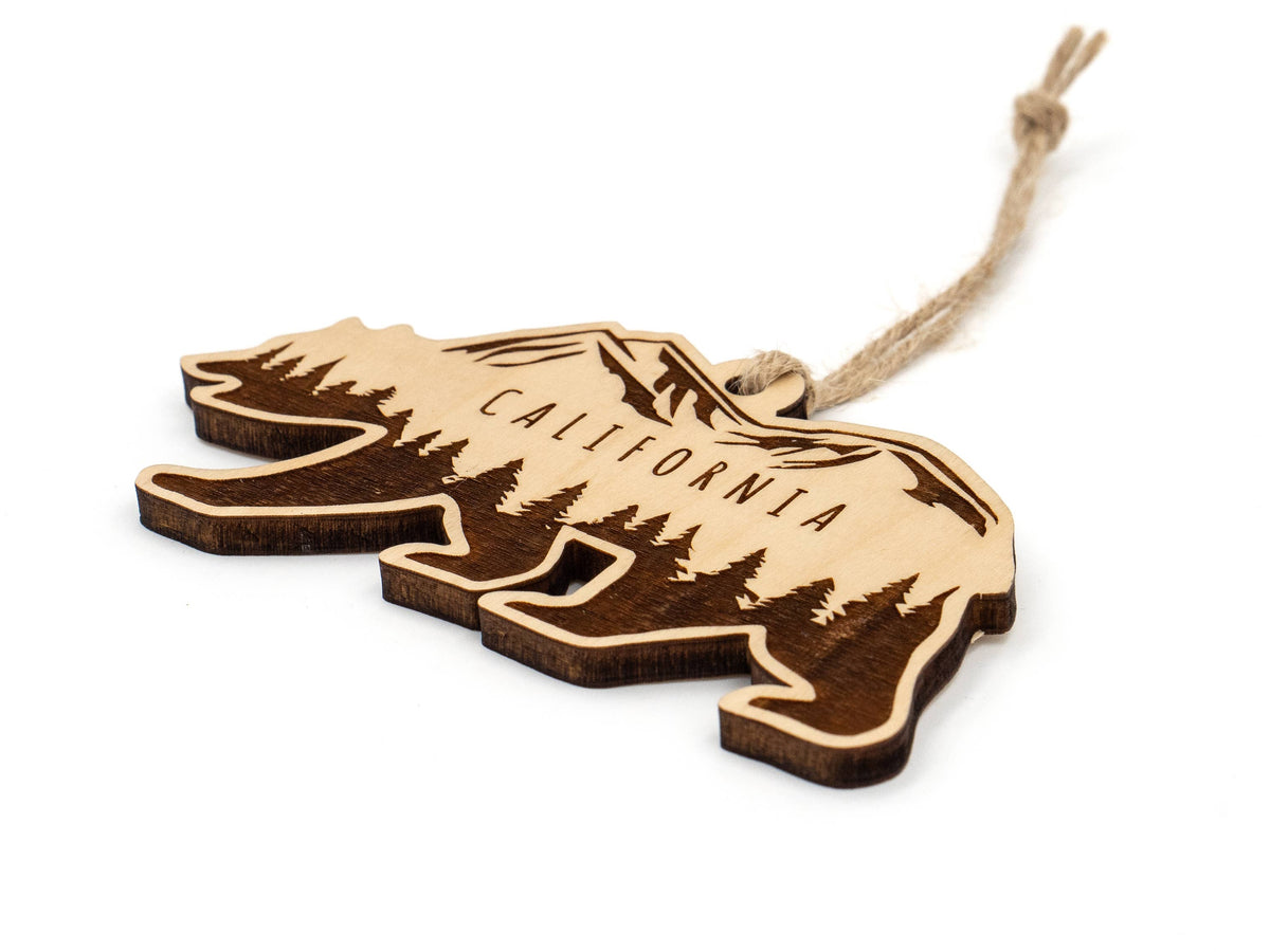 California Bear Wood Ornament