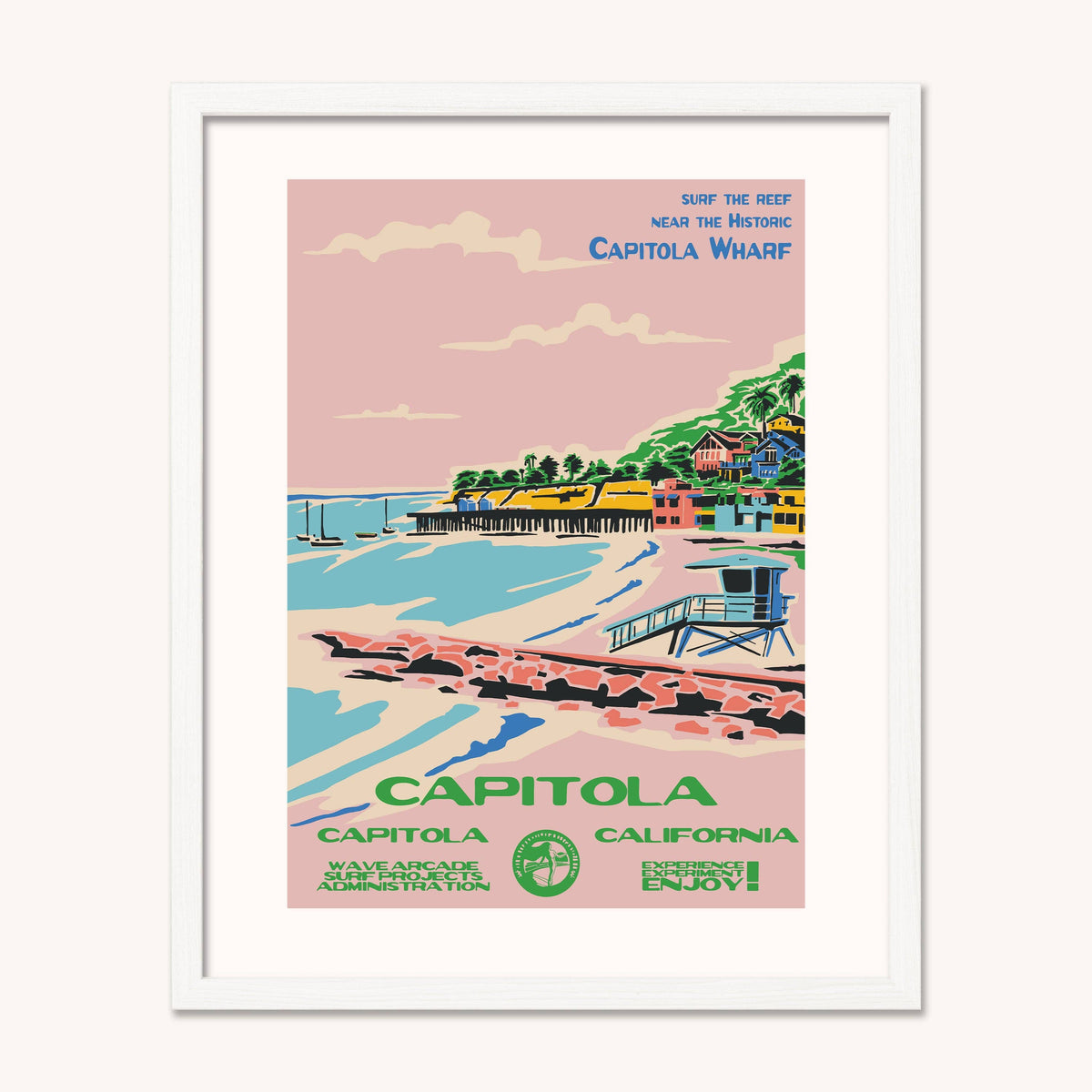 Capitola WPA Surf Poster | Vintage Capitola Travel Poster Art Print: Unframed / 16x20