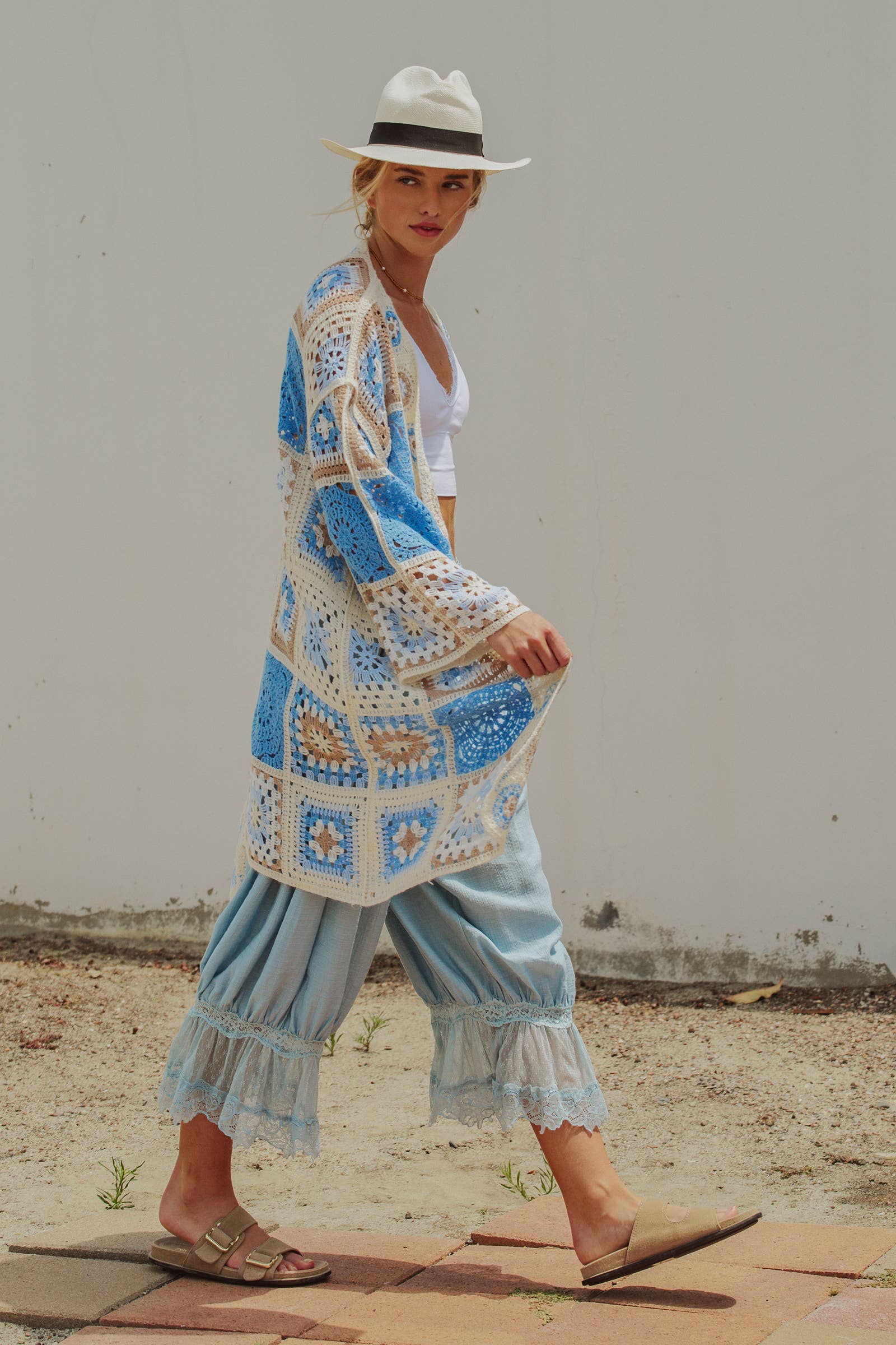 Cambria Crochet Patchwork Duster Cardigan