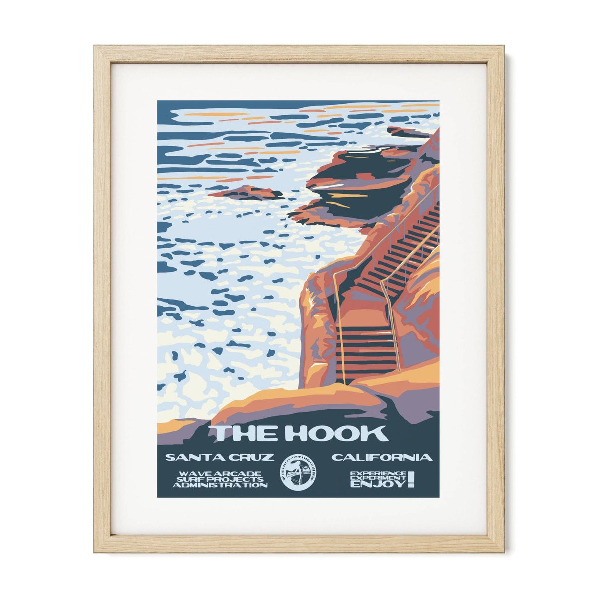 The Hook WPA Surf Poster | Vintage Santa Cruz Travel Poster Art Print: Unframed / 11x14