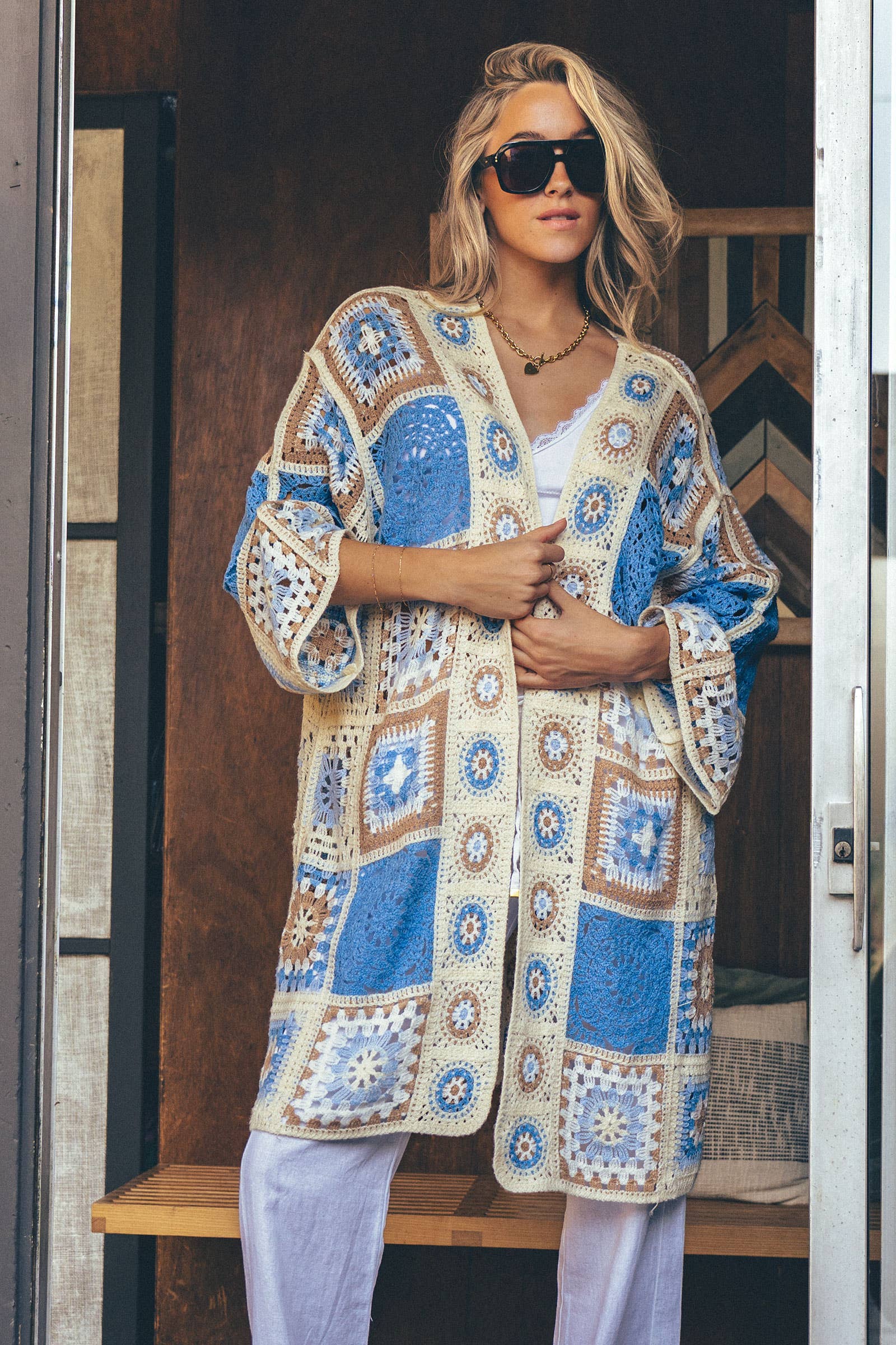 Cambria Crochet Patchwork Duster Cardigan