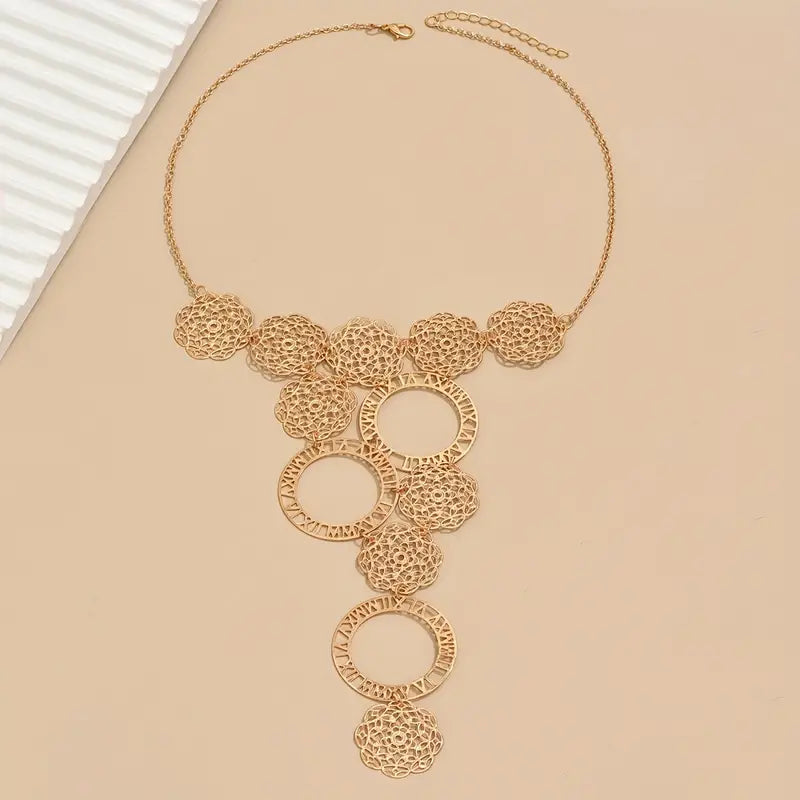 Gold Flower Rings Necklace