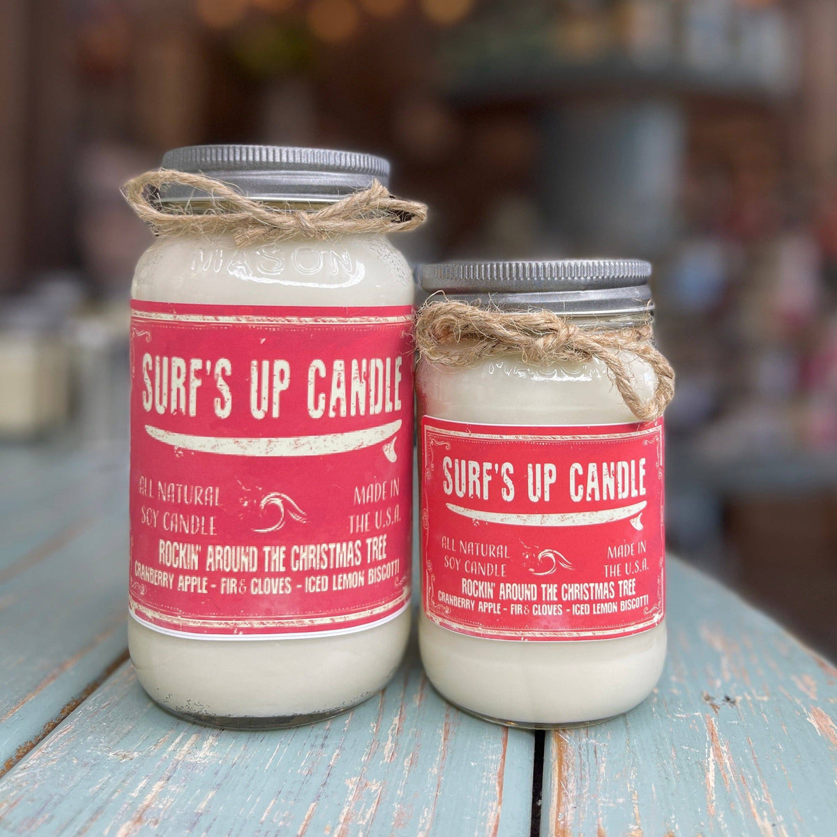 Rockin' Around The Christmas Tree - Layered Mason Jar Candle: 16oz Large