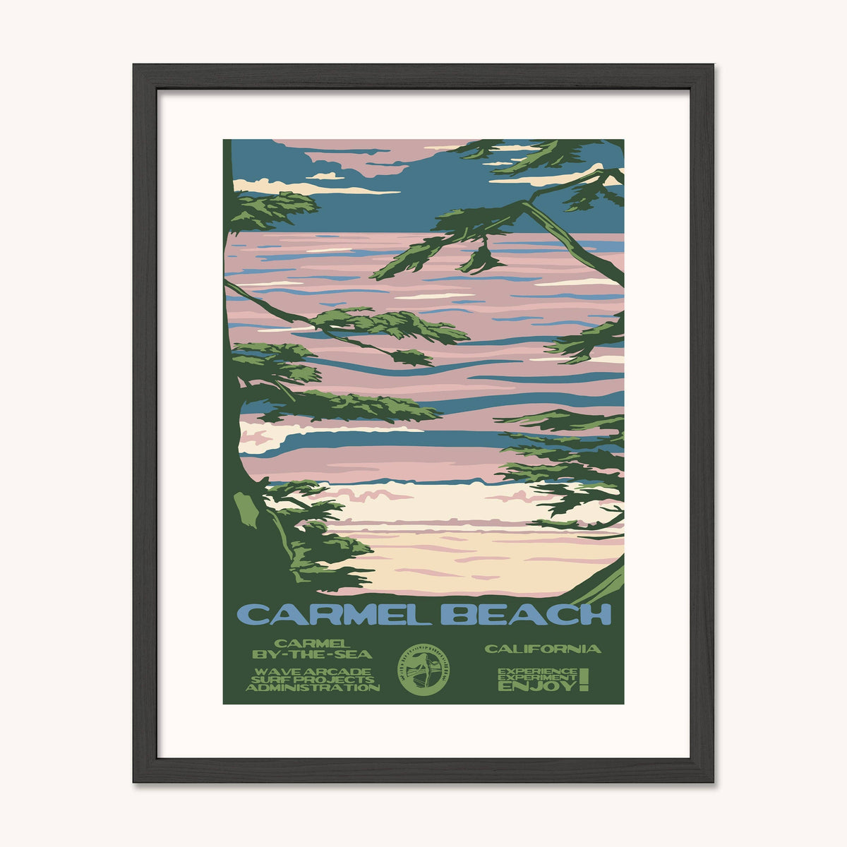 Carmel Beach WPA Surf Poster | Vintage Carmel Travel Poster Art Print: Unframed / 8x10
