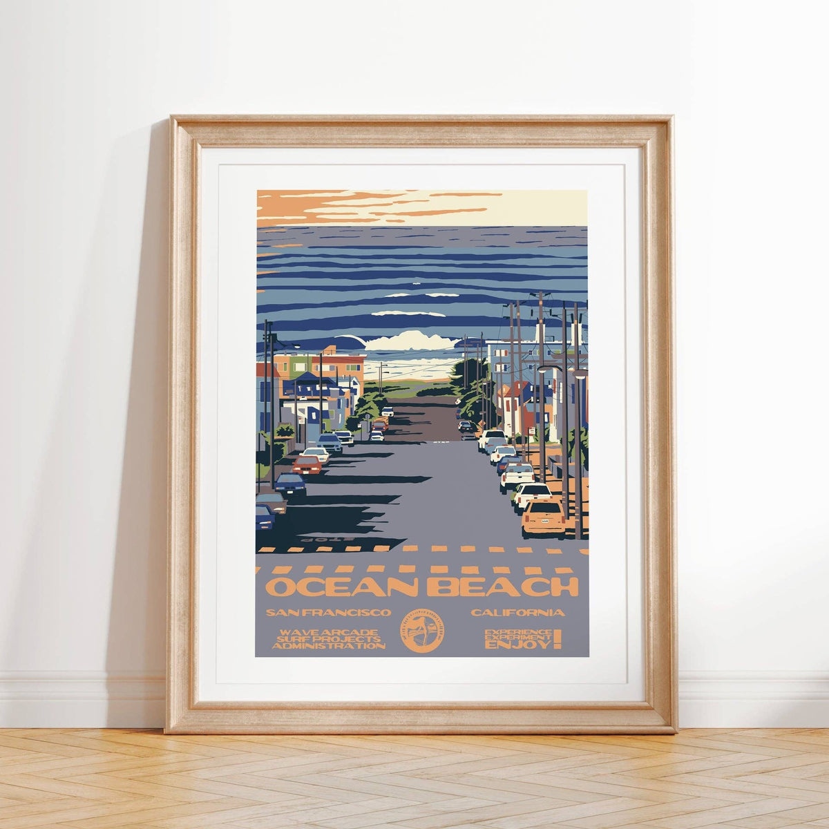 Ocean Beach WPA Surf Poster | Vintage San Francisco Travel Poster Art Print: Unframed / 11x14