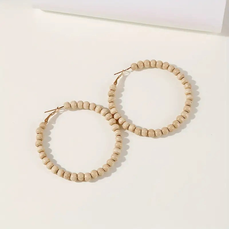 NATURAL WOOD HOOP EARRINGS