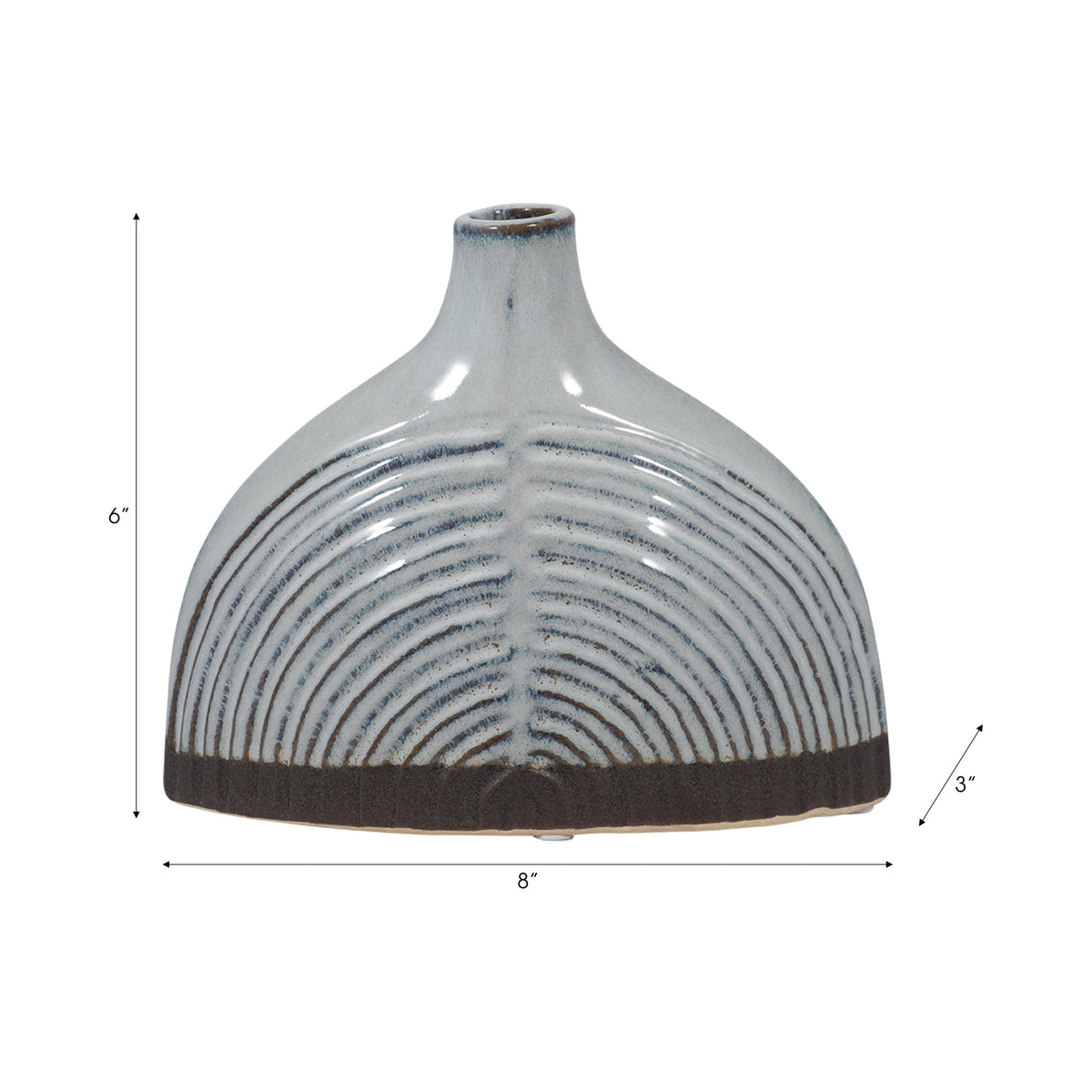 Ceramic vase with decorative patterns on a white background