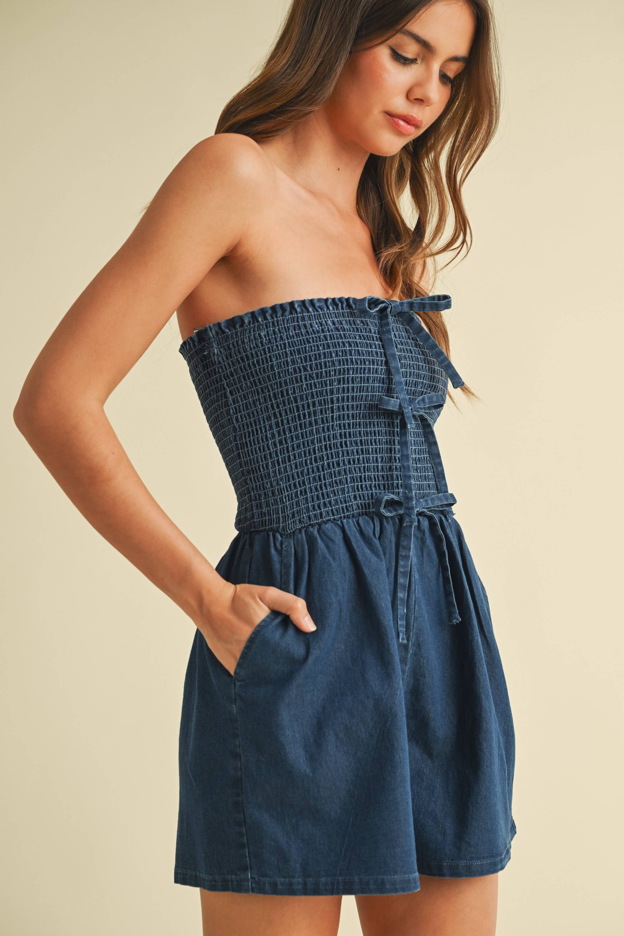 Ana Denim Romper