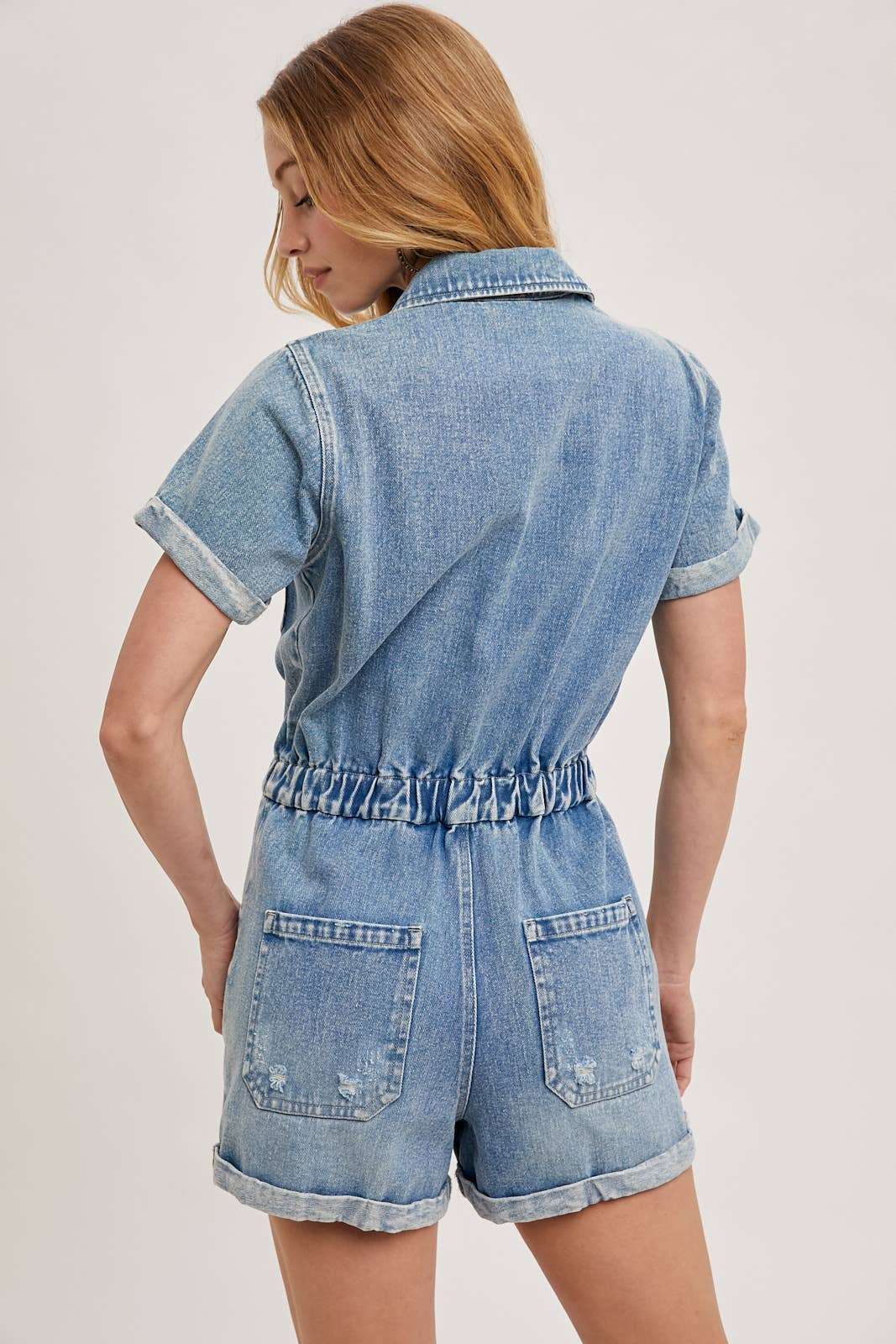Chelsea Denim Washed Romper / M