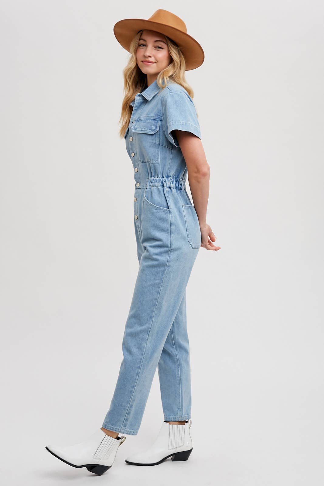 Soquel Denim Tapered Leg Jumpsuit / L