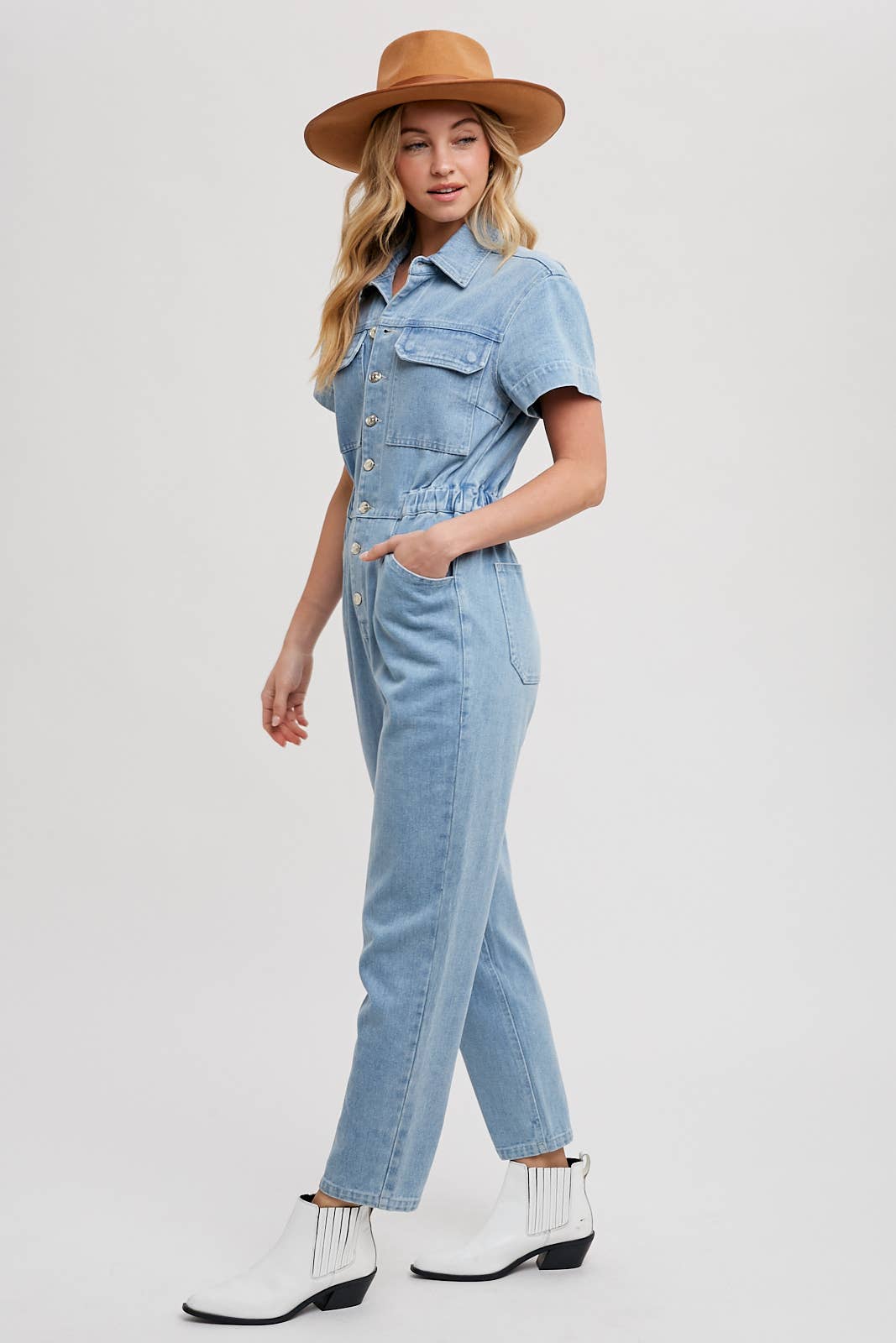 Soquel Denim Tapered Leg Jumpsuit / M