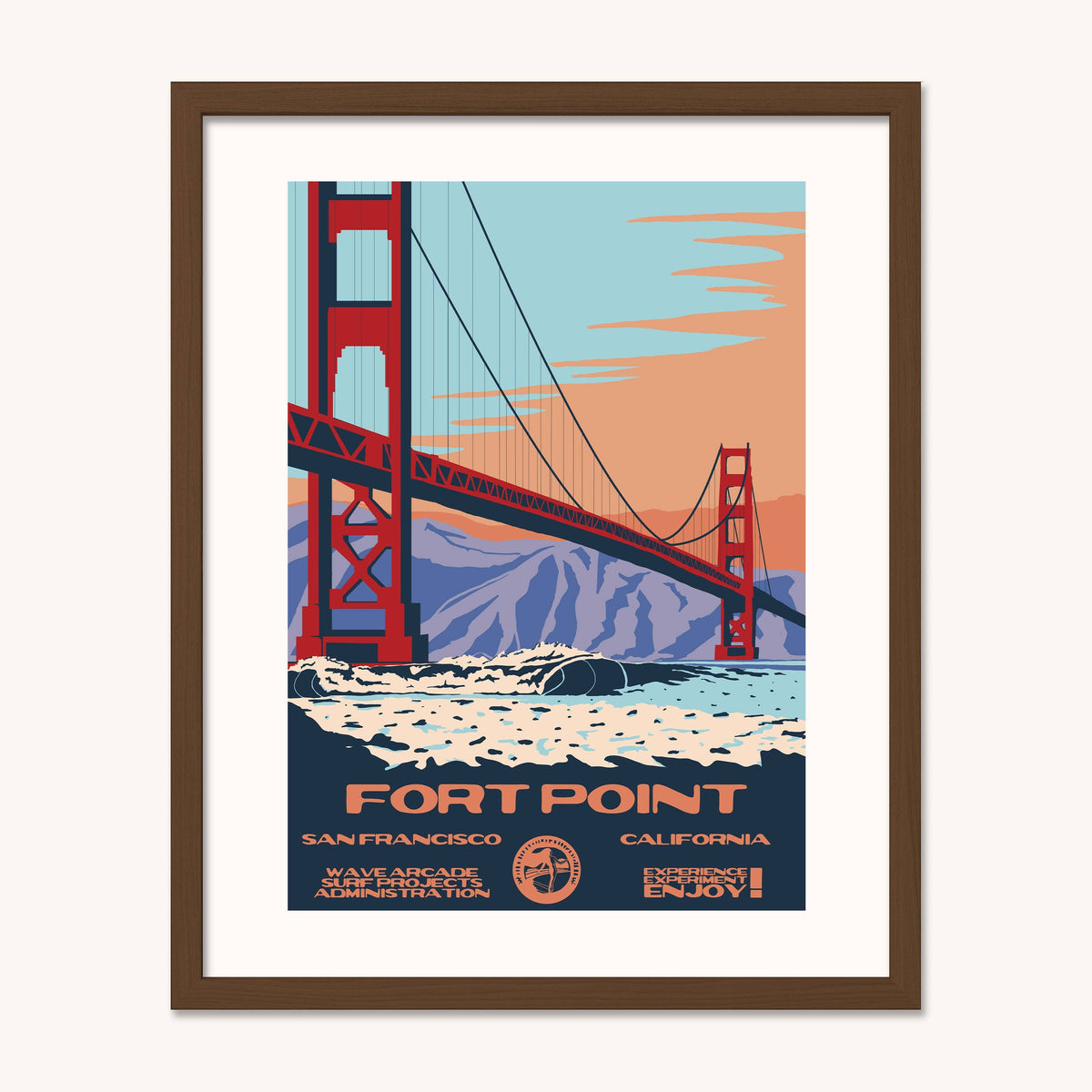 Fort Point WPA Surf Poster | Vintage San Francisco Travel Poster Art Print: Unframed / 11x14
