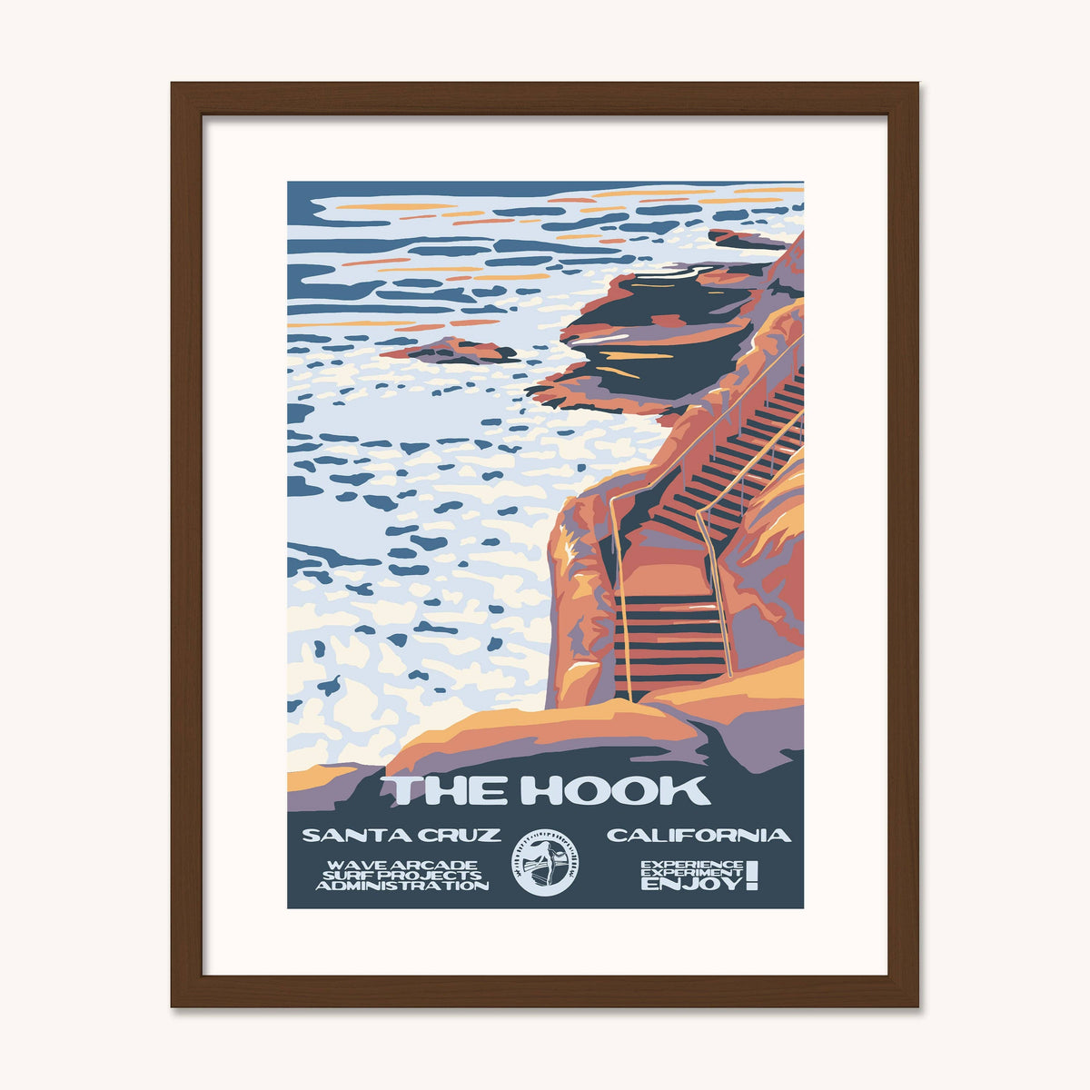 The Hook WPA Surf Poster | Vintage Santa Cruz Travel Poster Art Print: Unframed / 11x14
