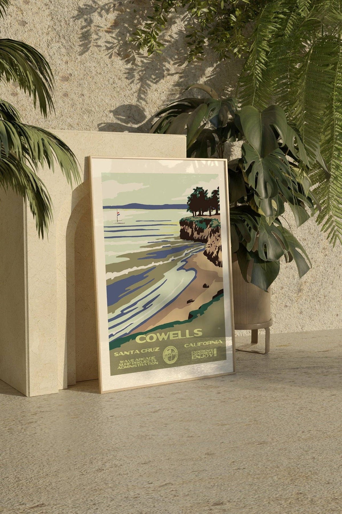 Cowells WPA Surf Poster | Vintage Santa Cruz Travel Poster Art Print: Unframed / 8x10