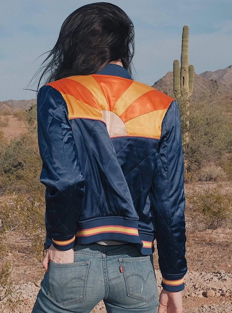 Classic Rock Couture Blue Rising Sun Bomber Jacket