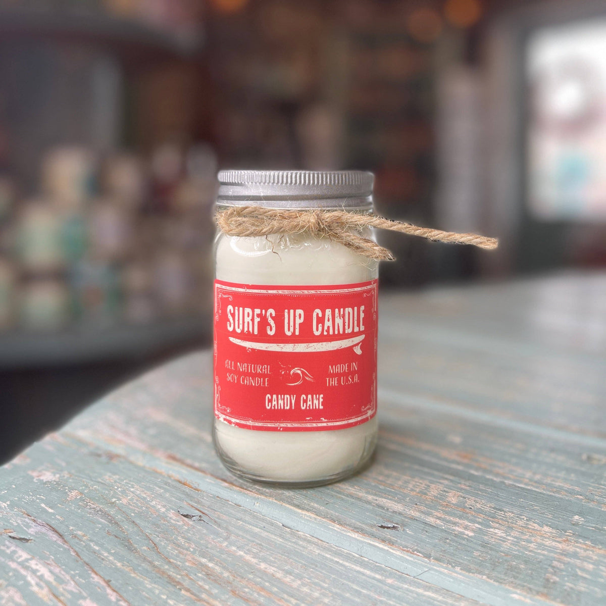 Candy Cane Mason Jar Candle - Original Collection: 4oz Mini