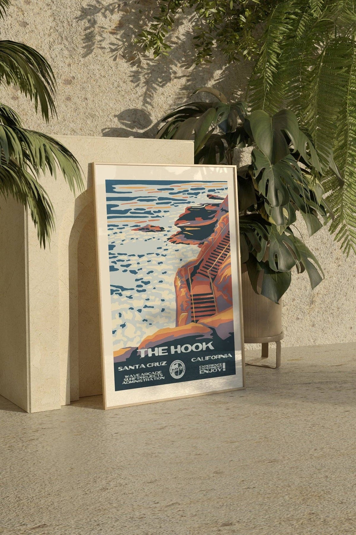 The Hook WPA Surf Poster | Vintage Santa Cruz Travel Poster Art Print: Unframed / 16x20