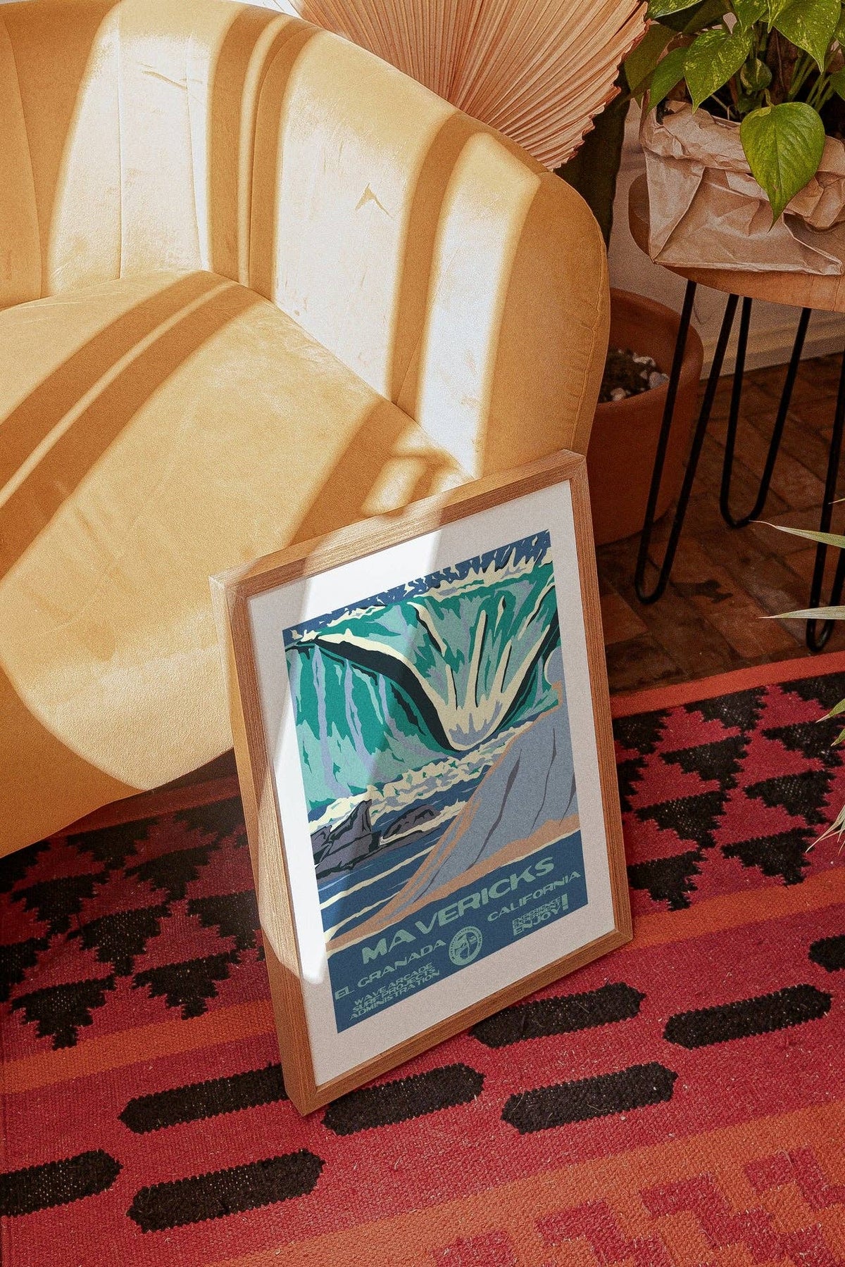 Mavericks WPA Surf Poster | Vintage El Granada Travel Poster Art Print: Unframed / 11x14