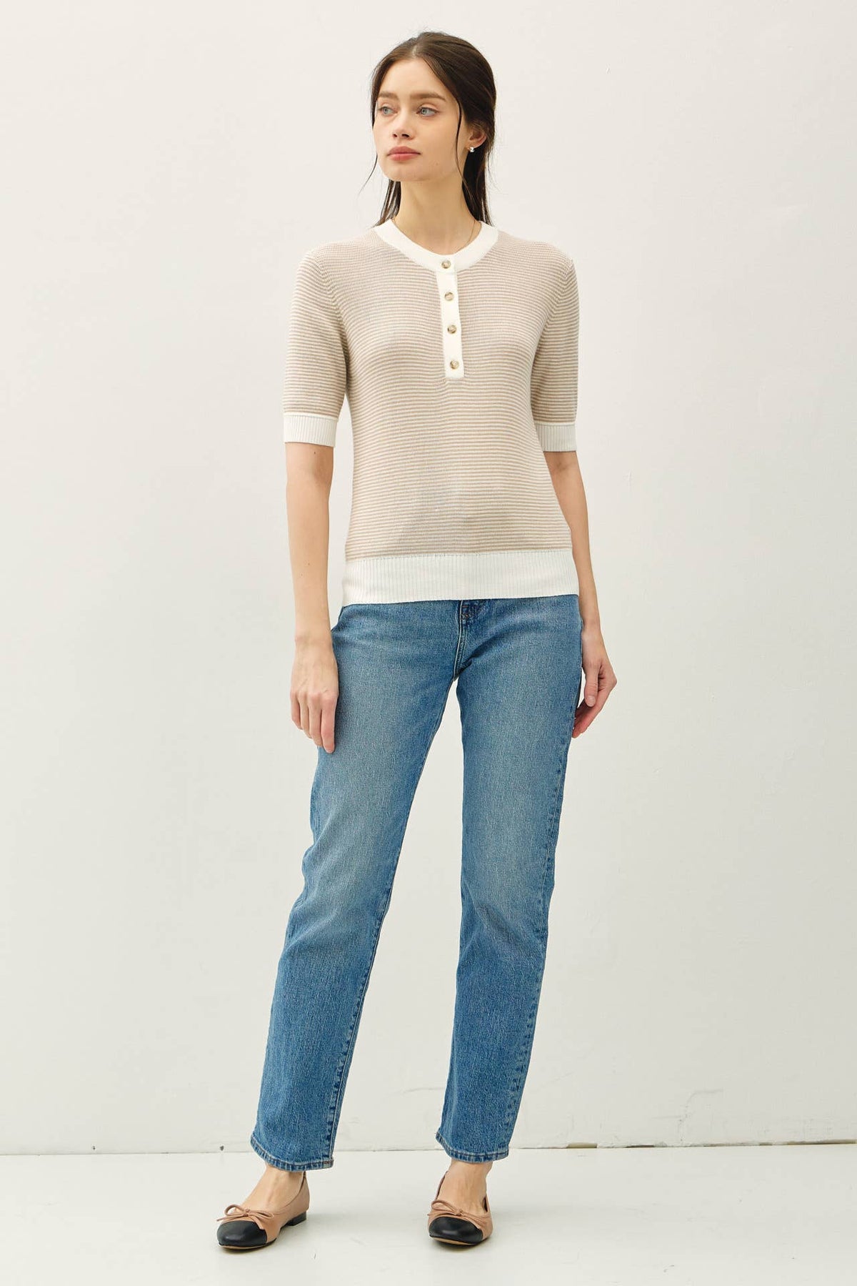 Pebble Beach Henley Sweater Top