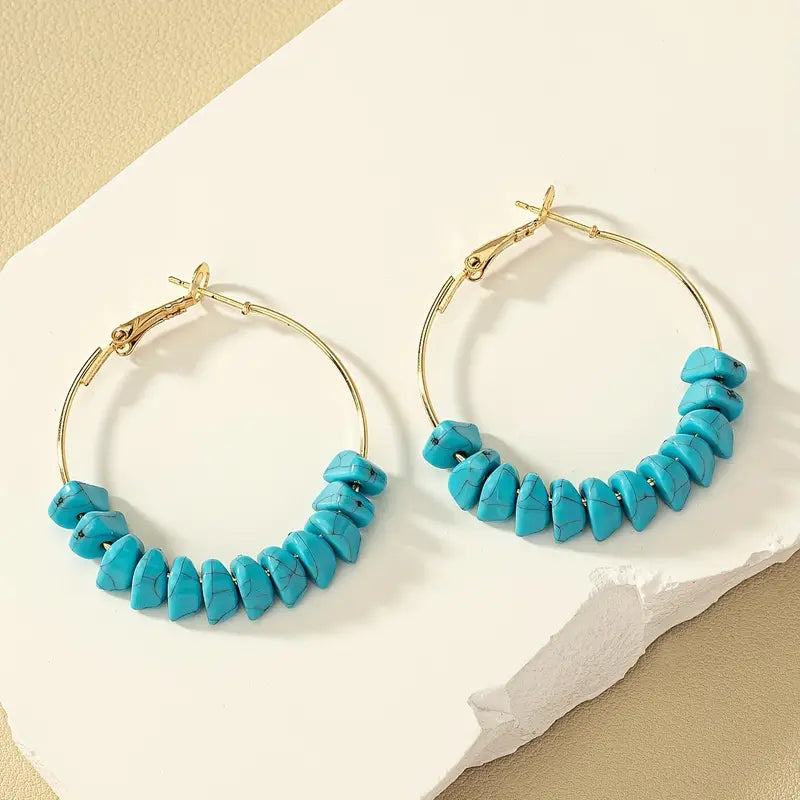 Moonstone Gold Hoop Earrings