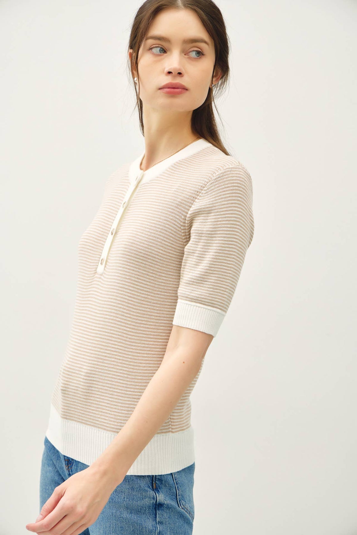 Pebble Beach Henley Sweater Top