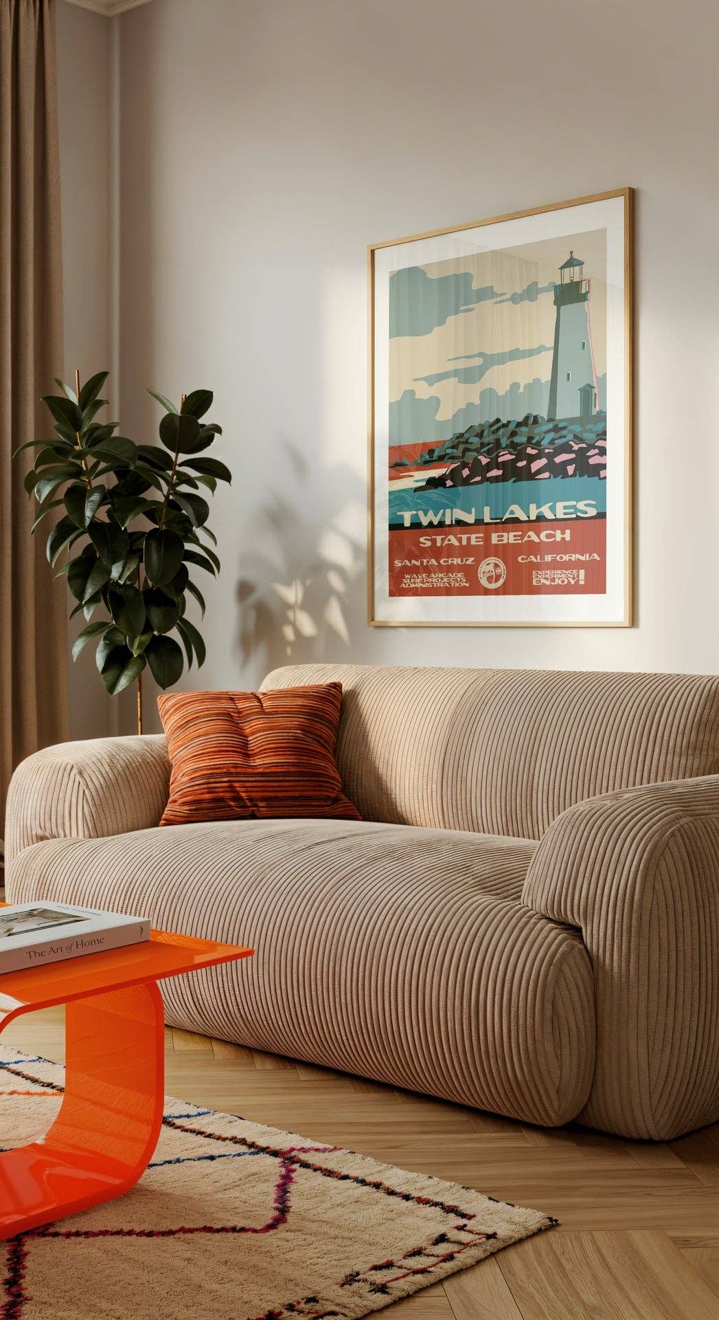 Twin Lakes State Beach WPA Surf Poster | Vintage Santa Cruz Travel Poster Art Print: Unframed / 8x10