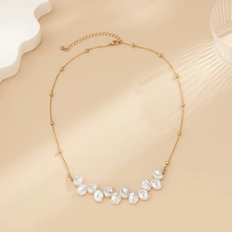 Hammered Pearl Necklace