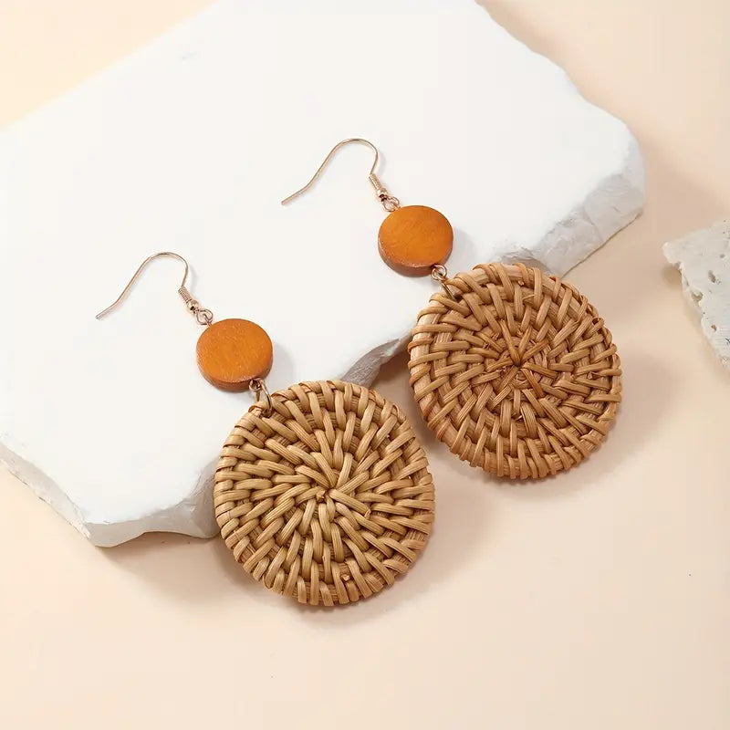 Round Rattan Earrings