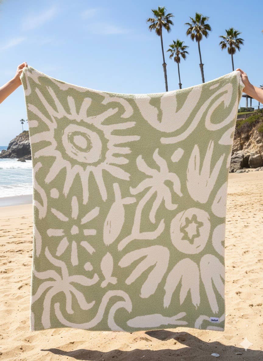 Flora Plush Throw - Sage Green