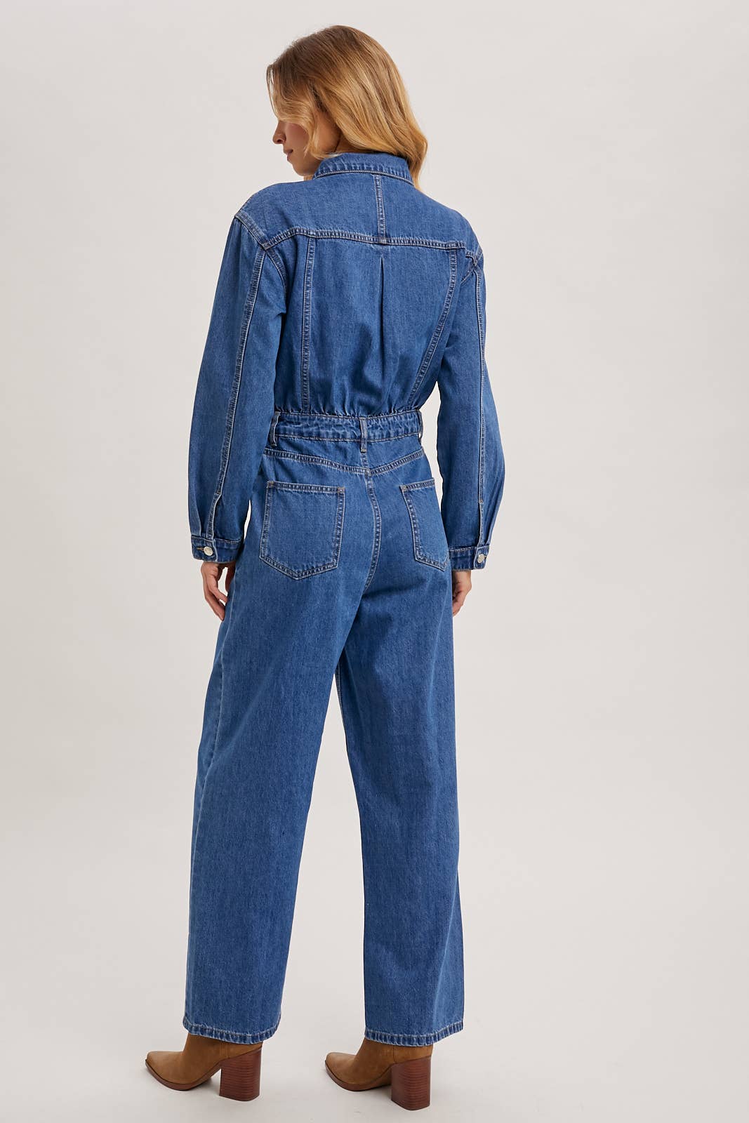 La Brea Denim Straight Leg Jumpsuit / L