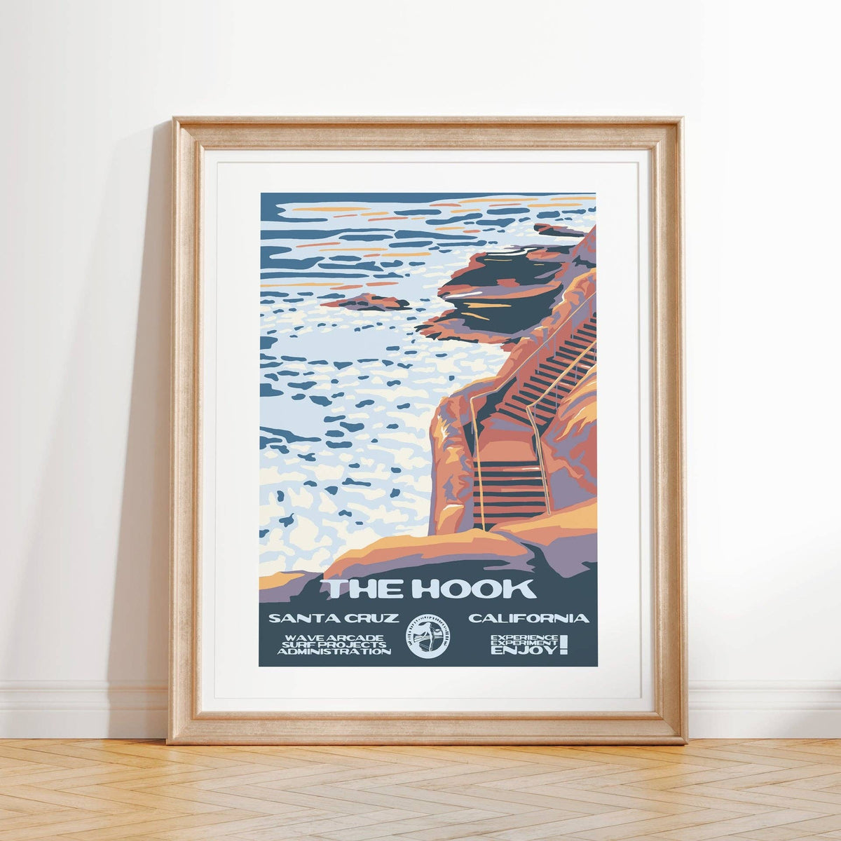 The Hook WPA Surf Poster | Vintage Santa Cruz Travel Poster Art Print: Unframed / 8x10