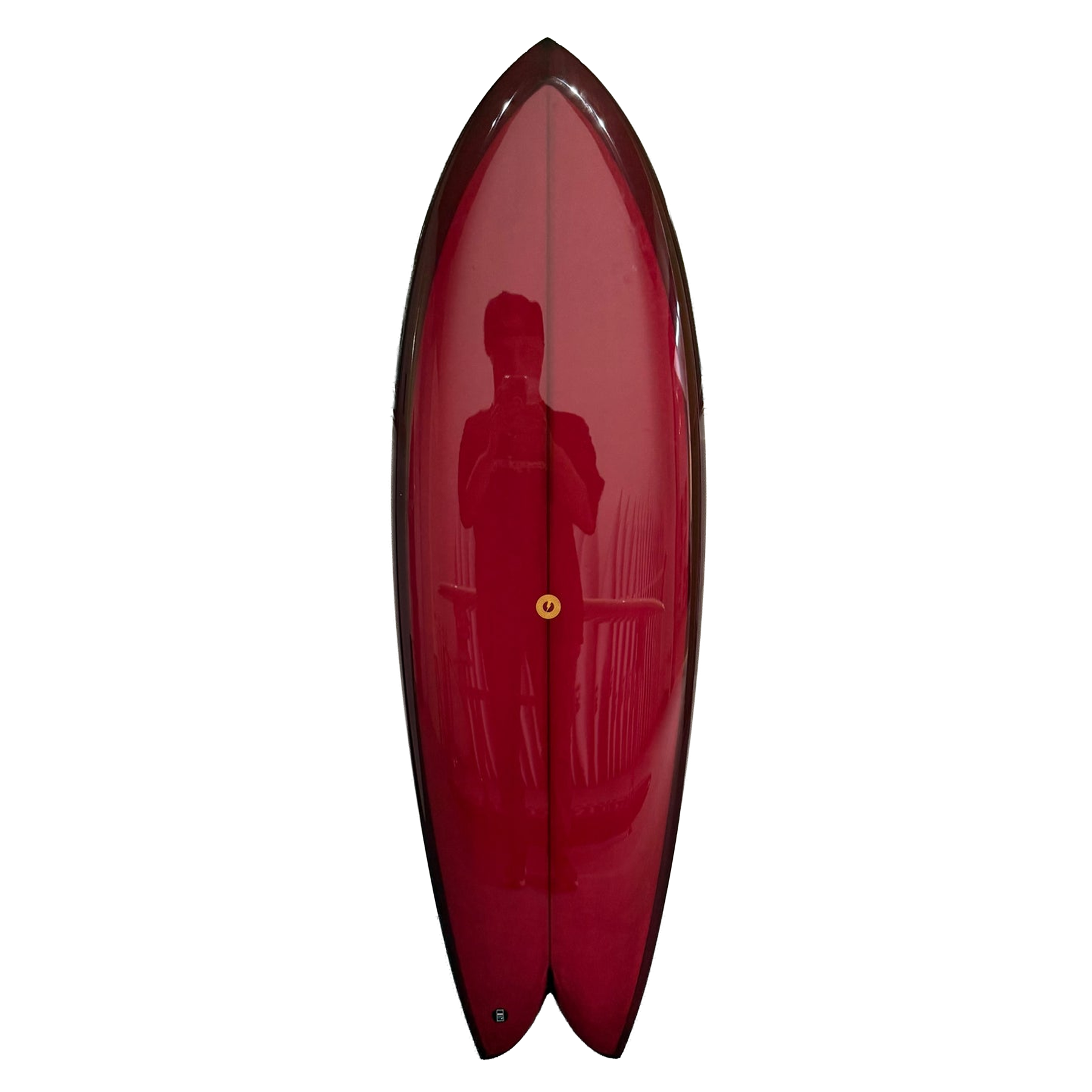 Red surfboard with a white background