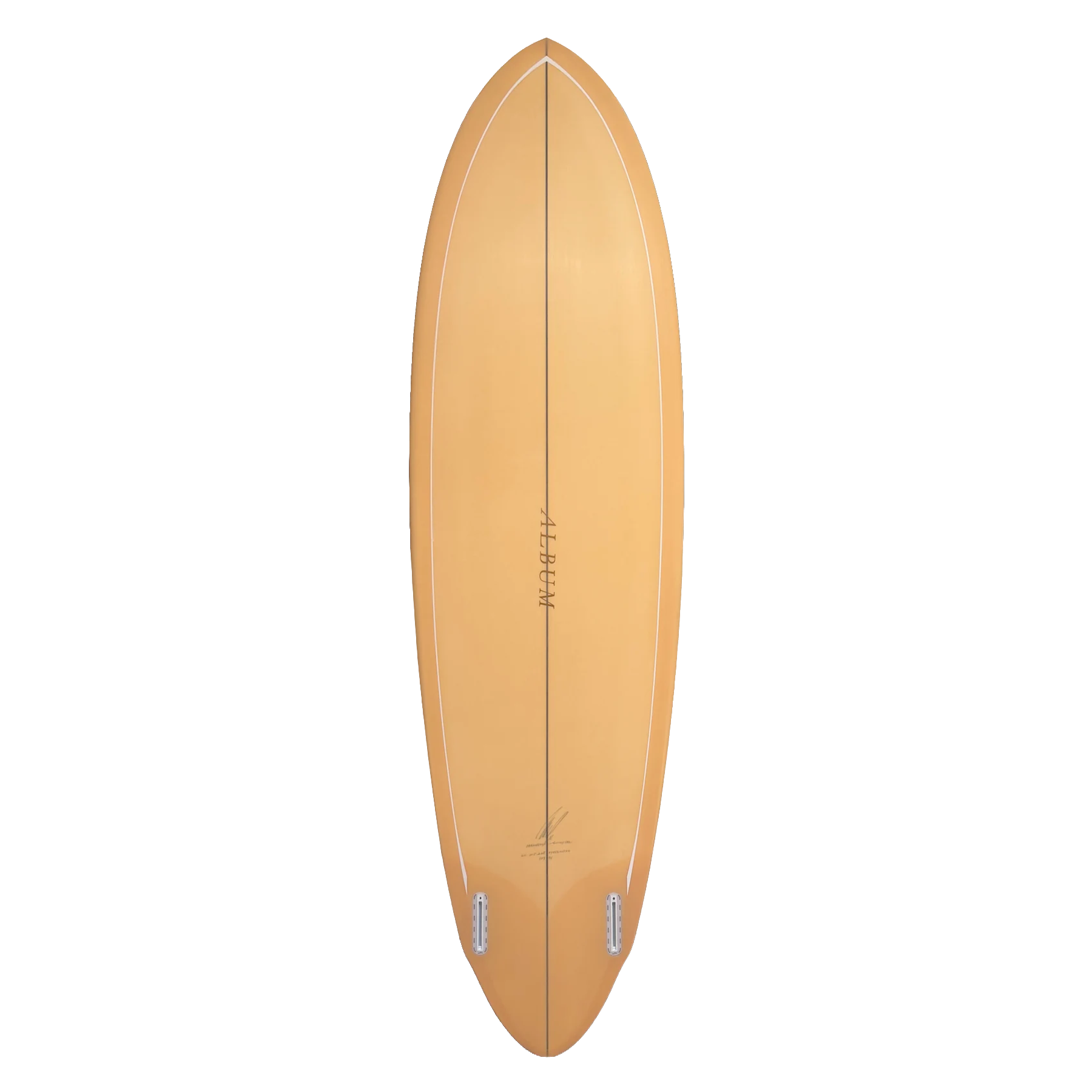 Wooden surfboard on a white background