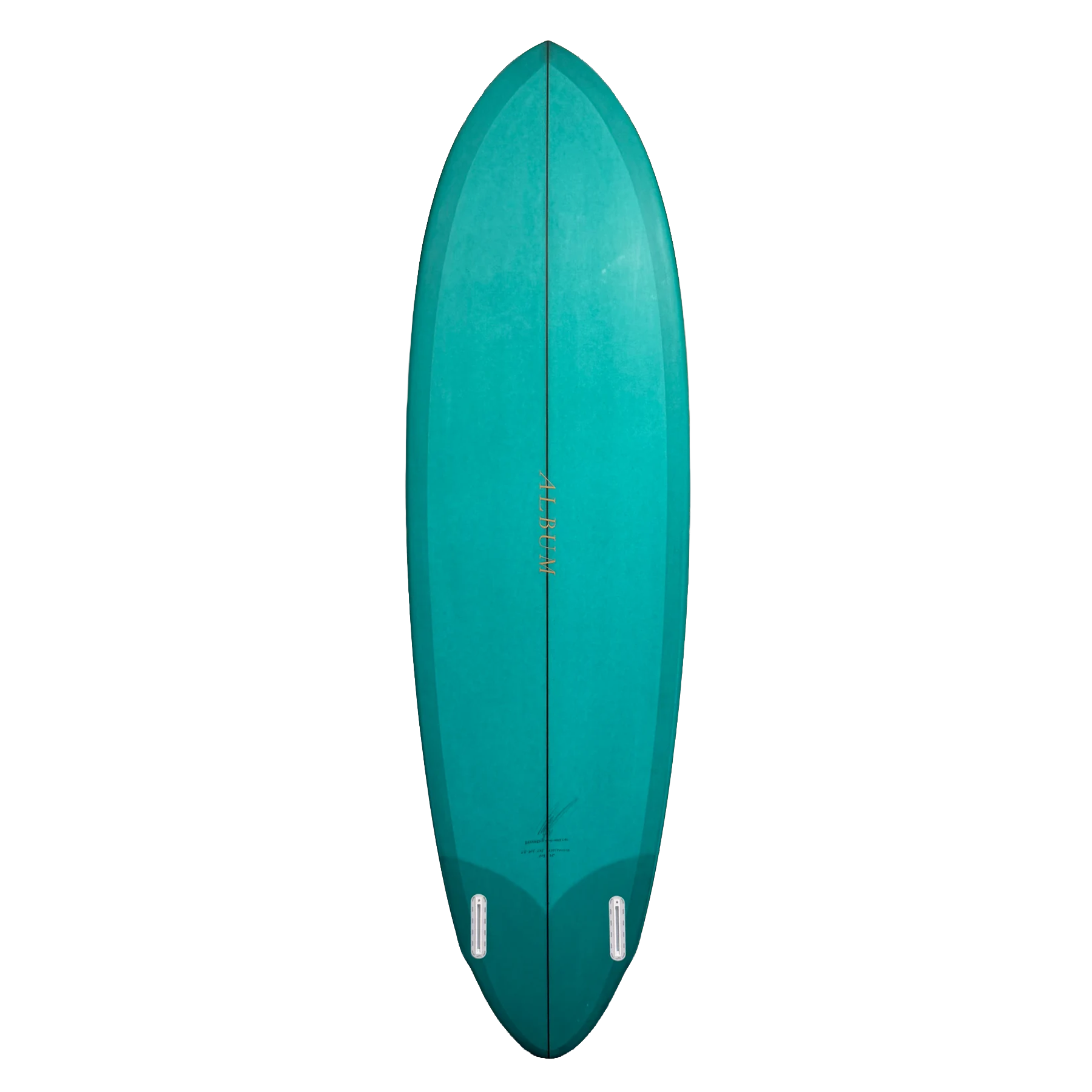 Teal surfboard on a white background