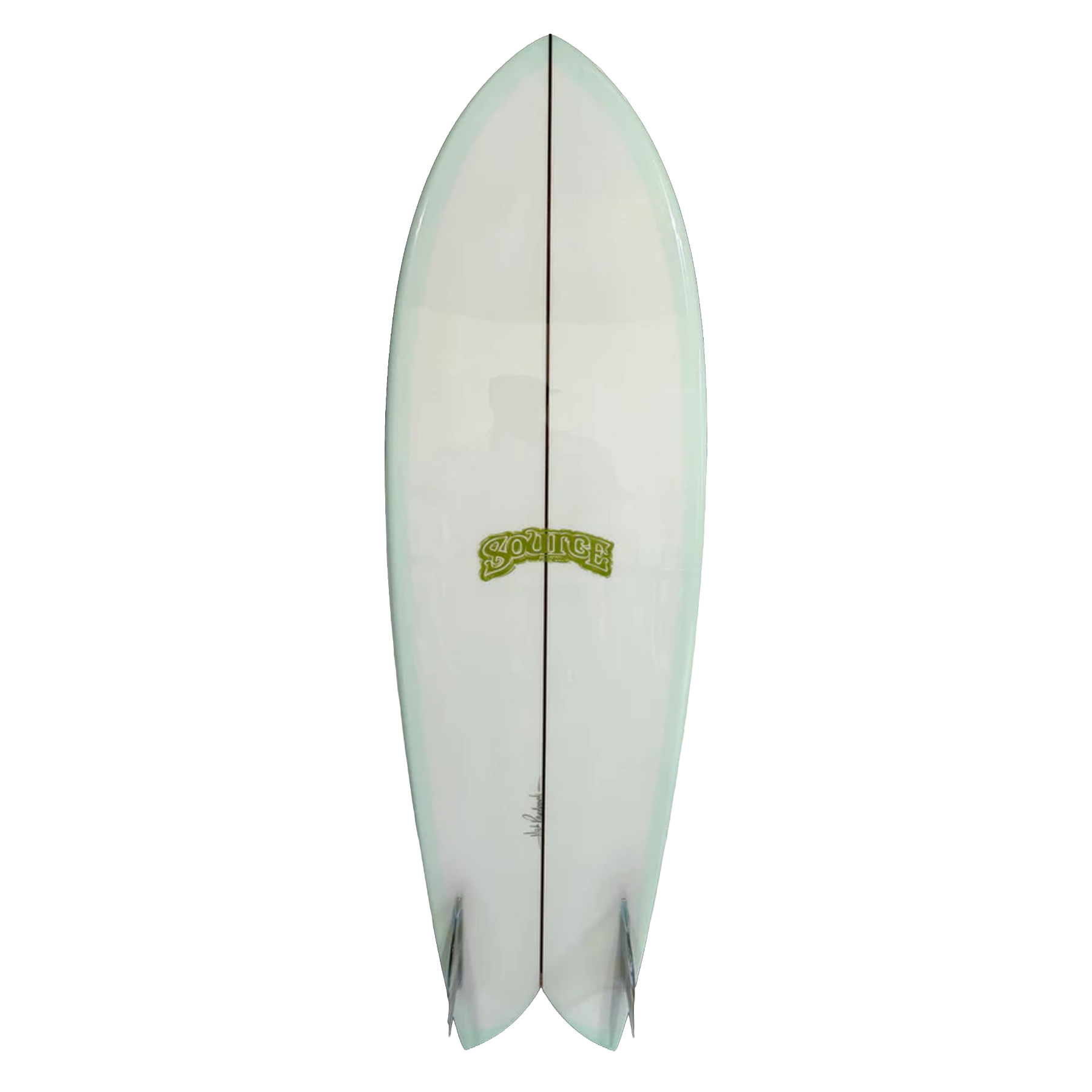 Surfboard with a logo on a white background