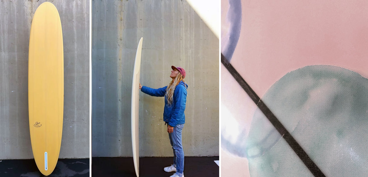 Ashley Lloyd with surfboards