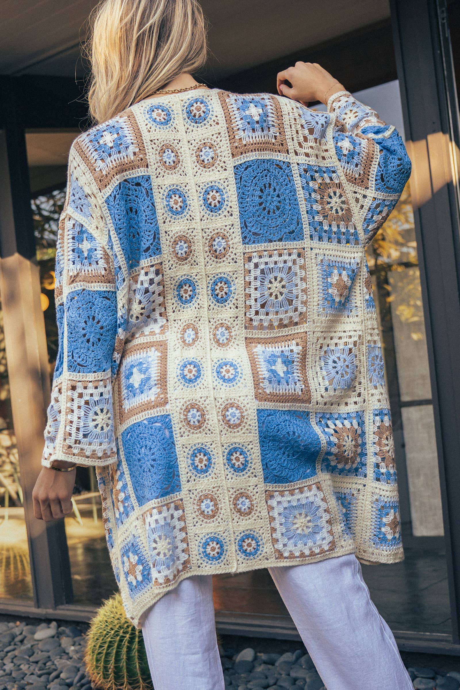 Cambria Crochet Patchwork Duster Cardigan