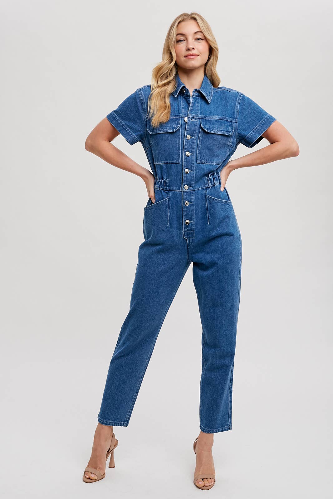 Soquel Denim Tapered Leg Jumpsuit / M