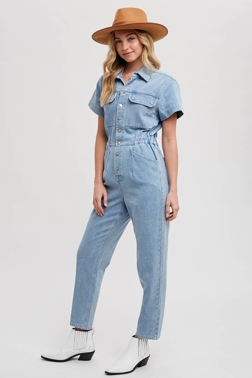 Soquel Denim Tapered Leg Jumpsuit / M